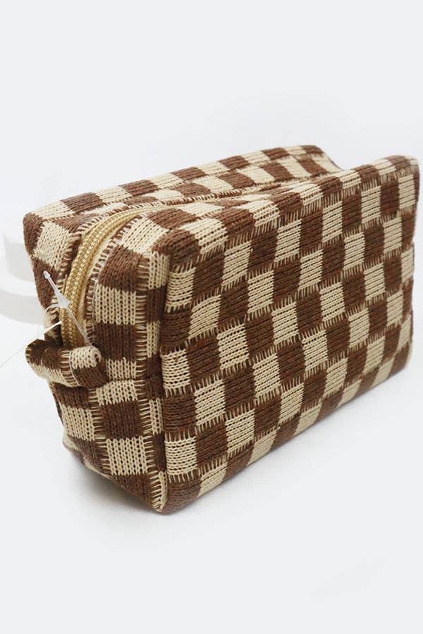 Checkered Knitted Pouch