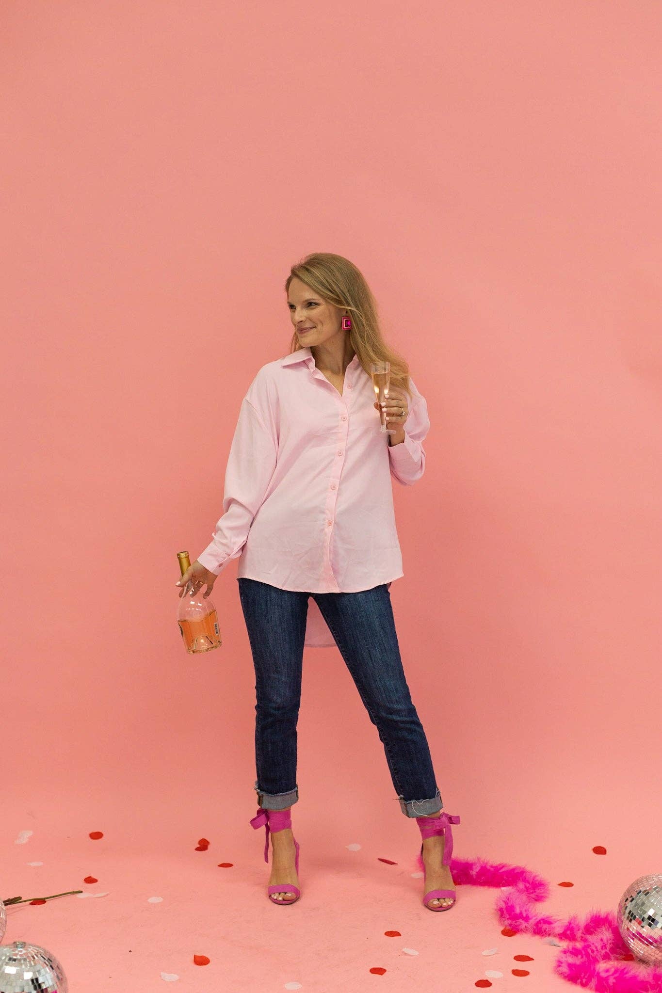 Pink Collar Top