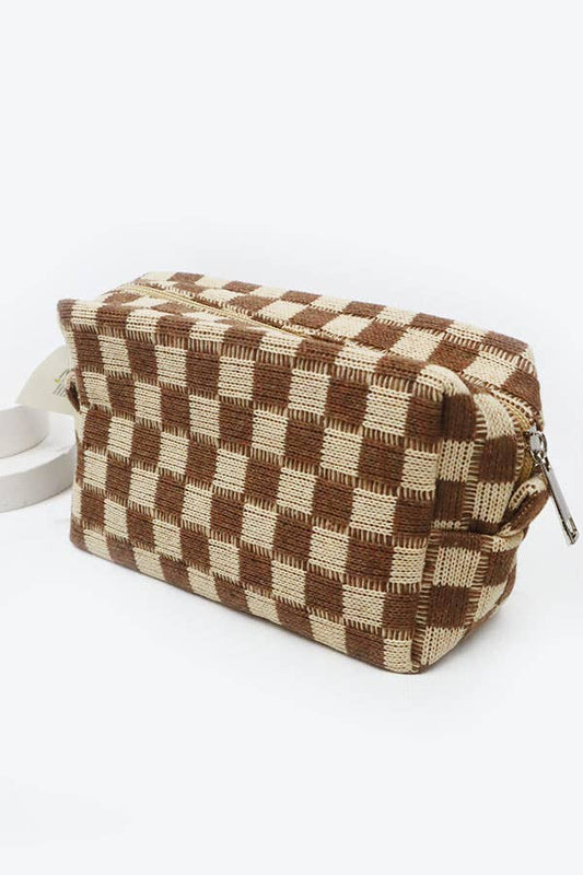 Checkered Knitted Pouch