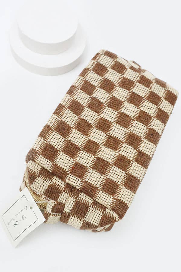 Checkered Knitted Pouch