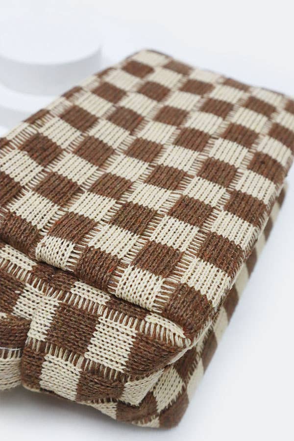 Checkered Knitted Pouch